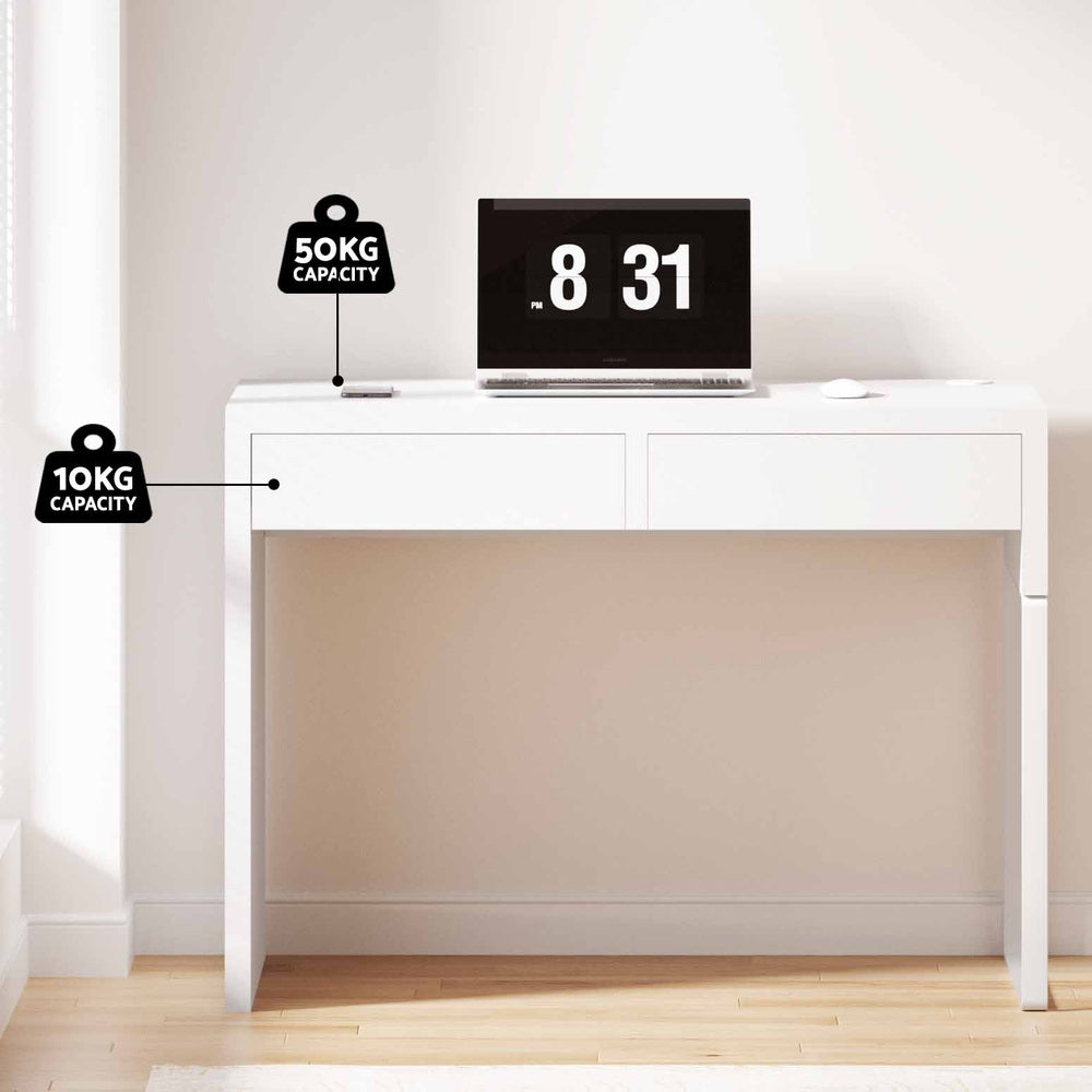 Artiss Metal Desk with 2 Drawers - White