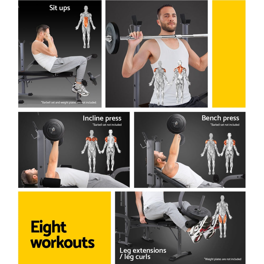 Everfit Multi Station Weight Bench Press Fitness Weights Equipment Incline Black
