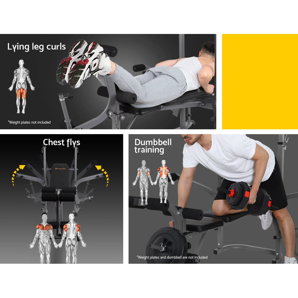 Everfit Multi Station Weight Bench Press Fitness Weights Equipment Incline Black