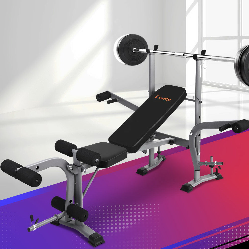 Everfit Multi Station Weight Bench Press Fitness Weights Equipment Incline Black