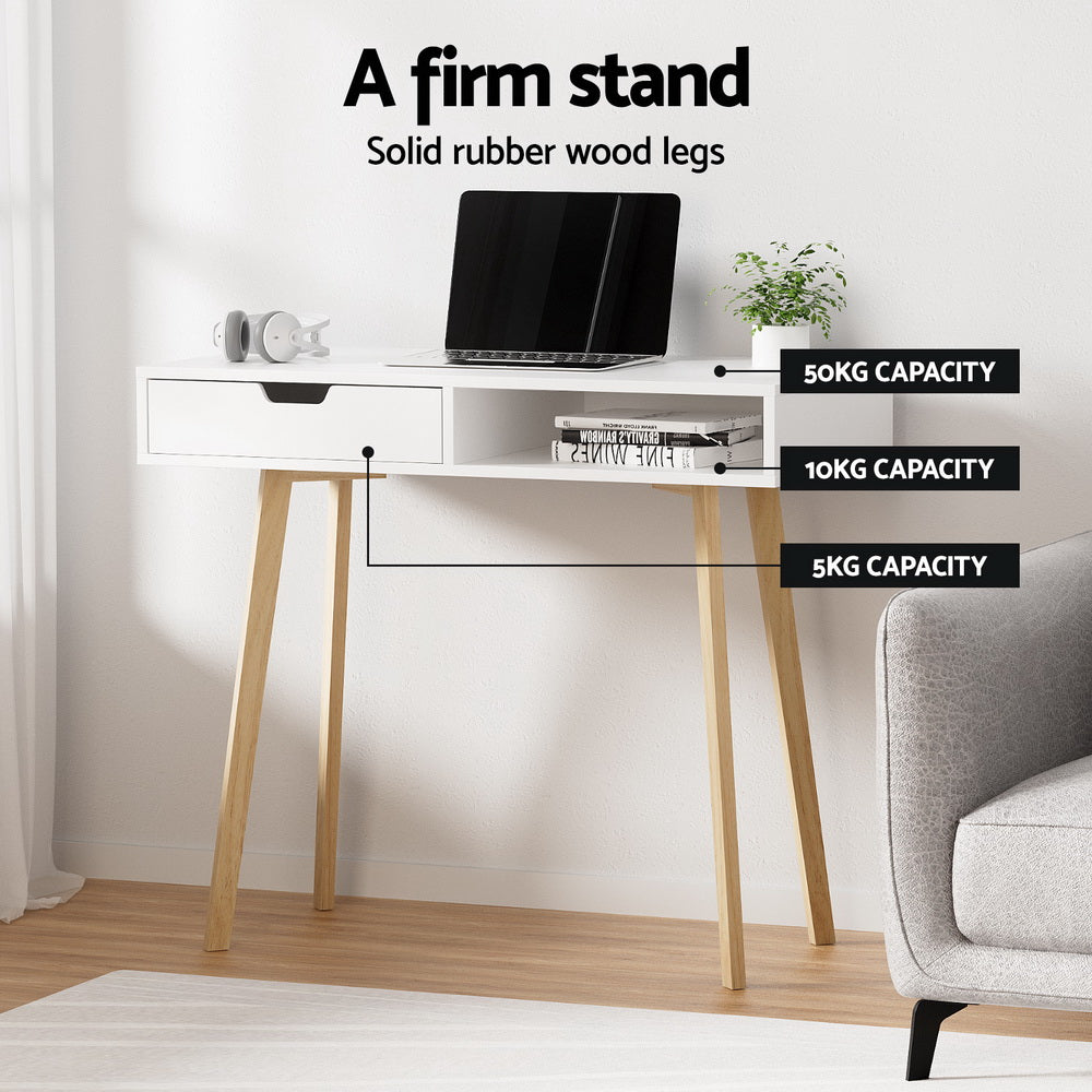 Artiss Office Computer Desk Study Table Storage Drawers Student Laptop White