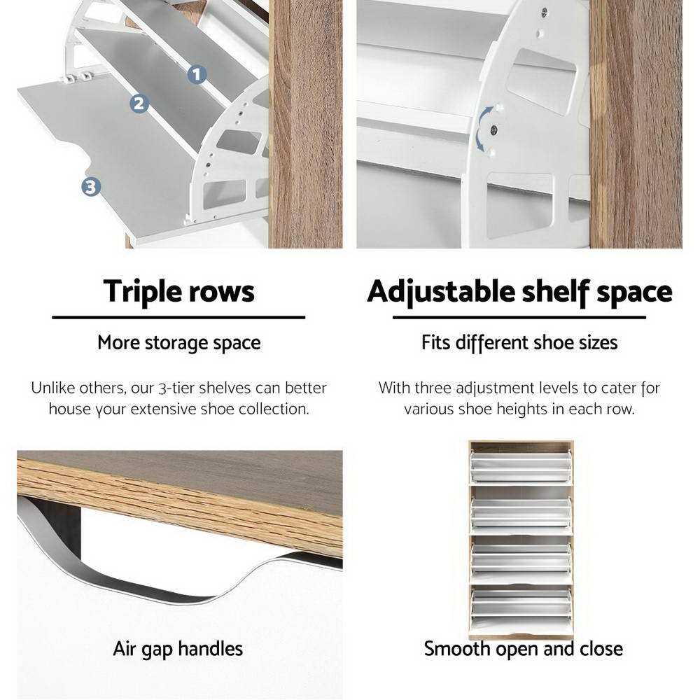Artiss 48 Pairs Shoe Cabinet Rack Organiser Storage Shelf Wooden