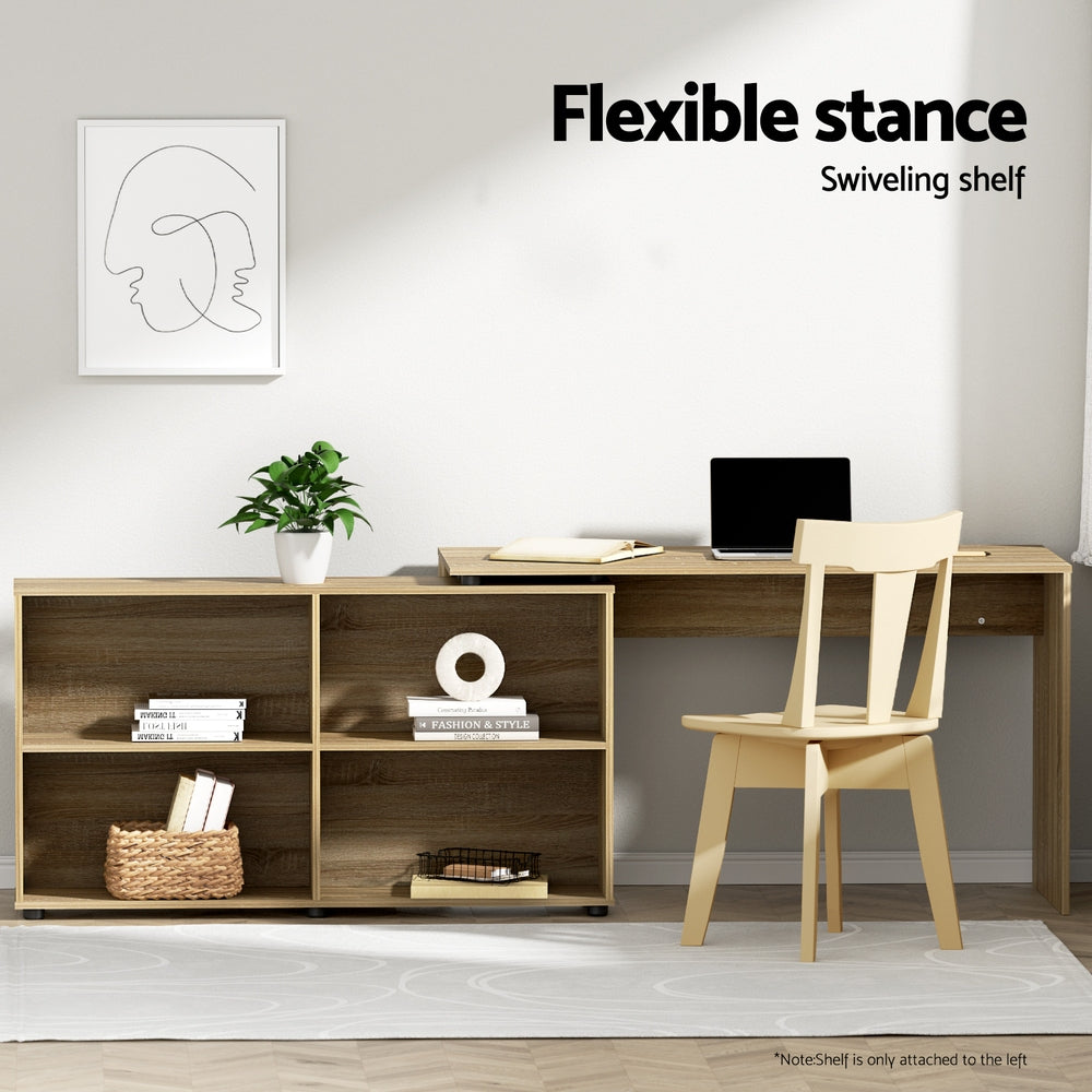 Artiss Office Computer Desk Corner Study Table Workstation Bookcase Storage