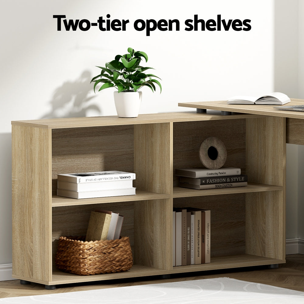 Artiss Office Computer Desk Corner Study Table Workstation Bookcase Storage
