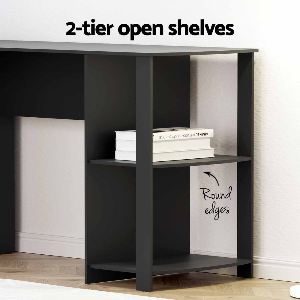Artiss Office Computer Desk Corner Student Study Table Workstation L-Shape Black