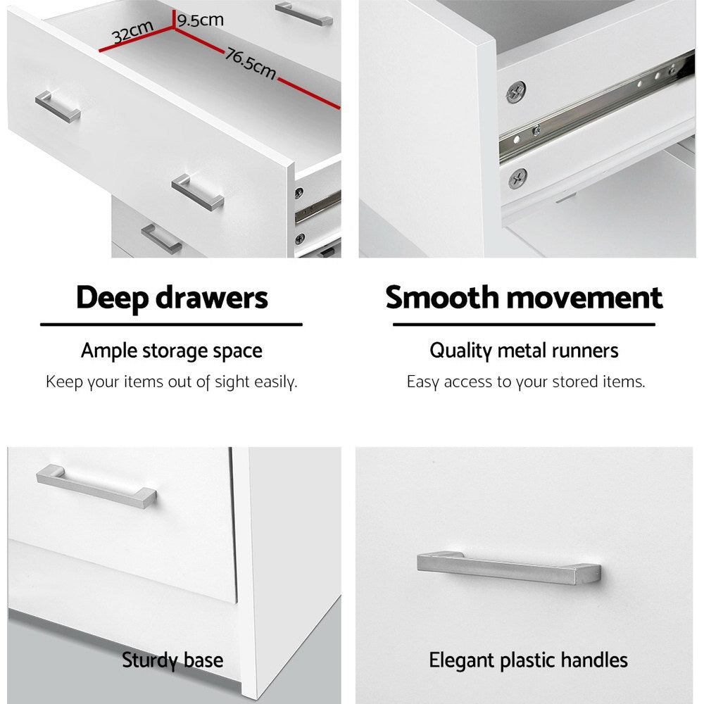 Artiss Tallboy Dresser Table 6 Chest of Drawers Cabinet Bedroom Storage White