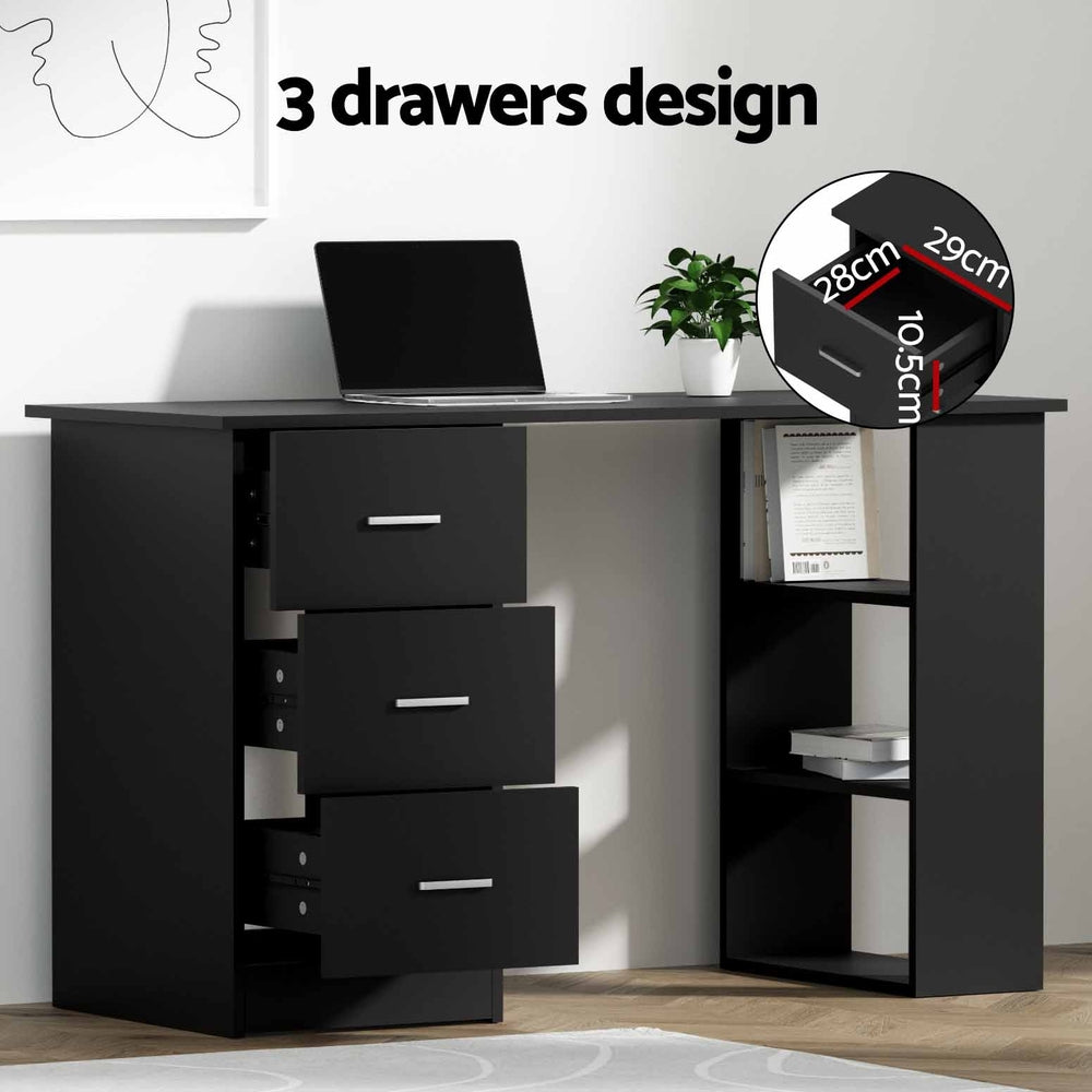 Artiss Office Computer Desk Student Study Table Workstation 3 Drawers 120cm Black