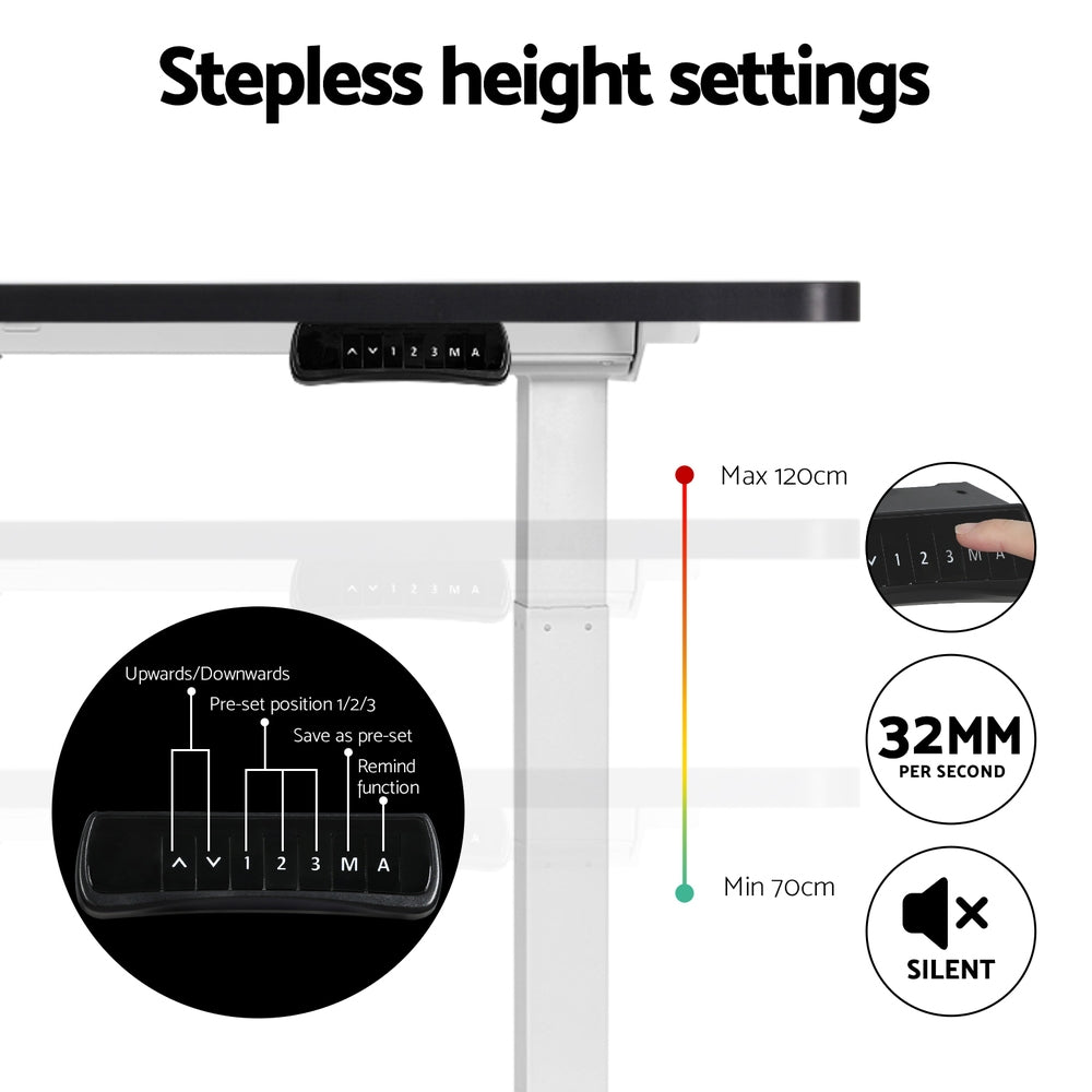 Artiss Standing Desk Electric Adjustable Sit Stand Desks White Black 140cm