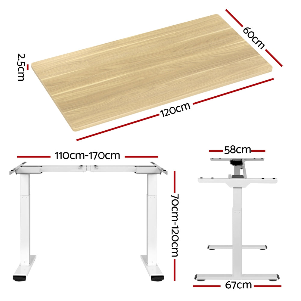 Artiss Standing Desk Electric Height Adjustable Sit Stand Desks White Oak