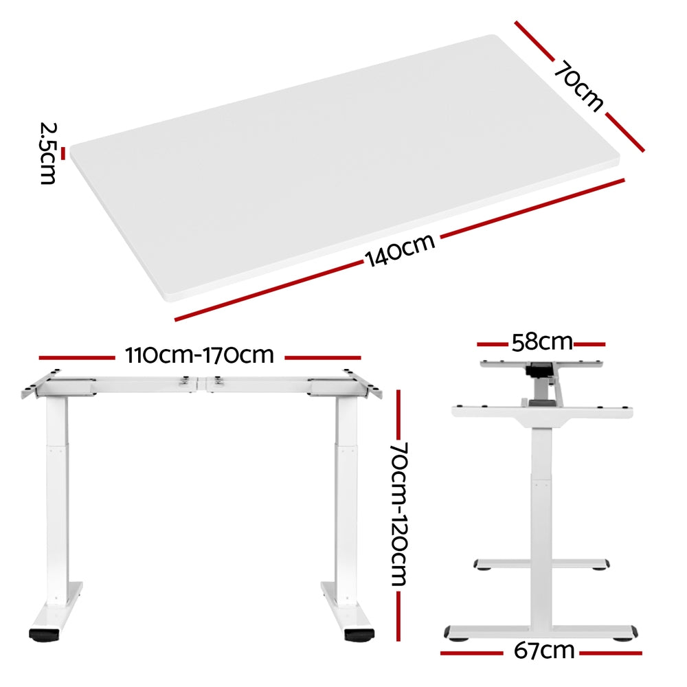 Artiss Standing Desk Electric Height Adjustable Sit Stand Desks White 140cm