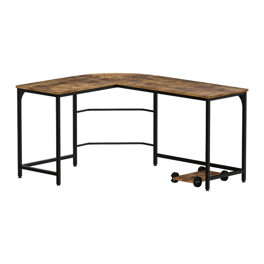 Artiss Corner Computer Desk L-Shaped Student Home Office Study Table Brown