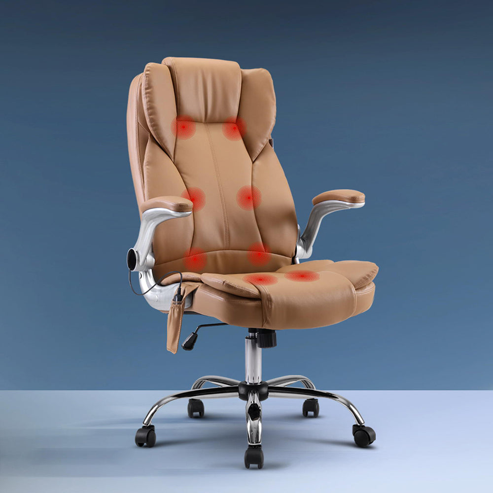 Artiss Massage Office Chair Gaming Chair Computer Desk Chair 8 Point Vibration Espresso