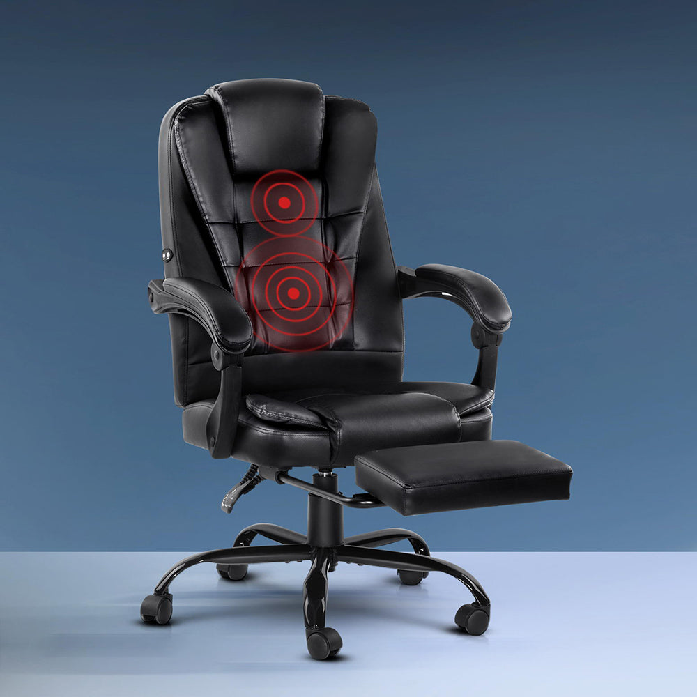 Artiss Electric Massage Office Chairs Recliner Computer Gaming Seat Footrest Black