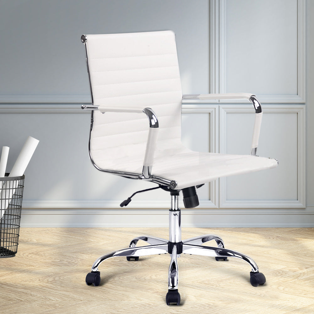 Artiss Gaming Office Chair Computer Desk Chairs Home Work Study White Mid Back