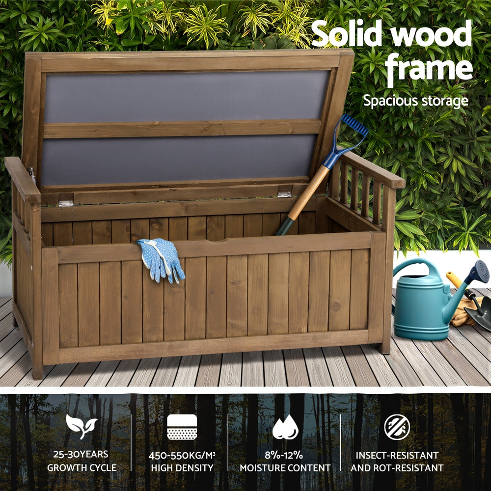 Gardeon Outdoor Storage Box Wooden Garden Bench Chest Toy Tool Sheds Furniture