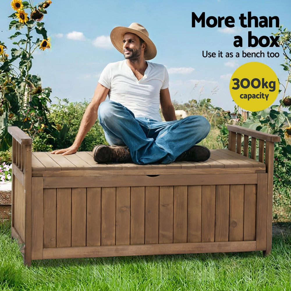 Gardeon Outdoor Storage Box Wooden Garden Bench Chest Toy Tool Sheds Furniture