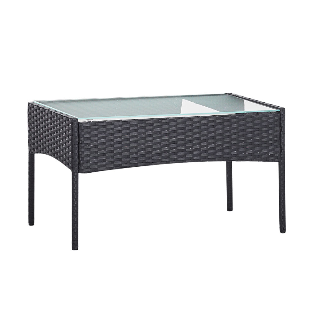 Gardeon Outdoor Furniture Lounge Setting Wicker Patio Dining Set w/Storage Cover Grey