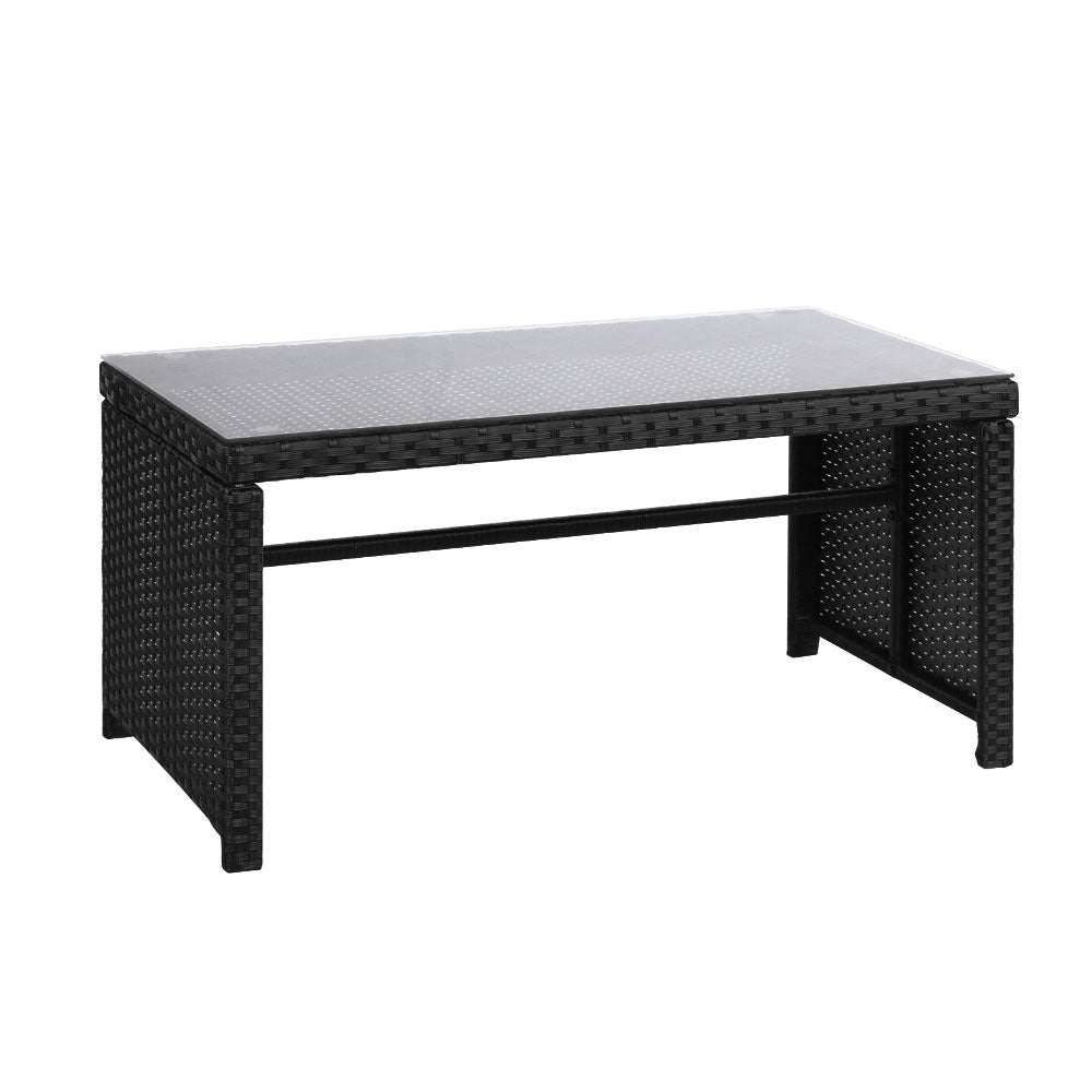 Gardeon Rattan Furniture Outdoor Lounge Setting Wicker Dining Set w/Storage Cover Black