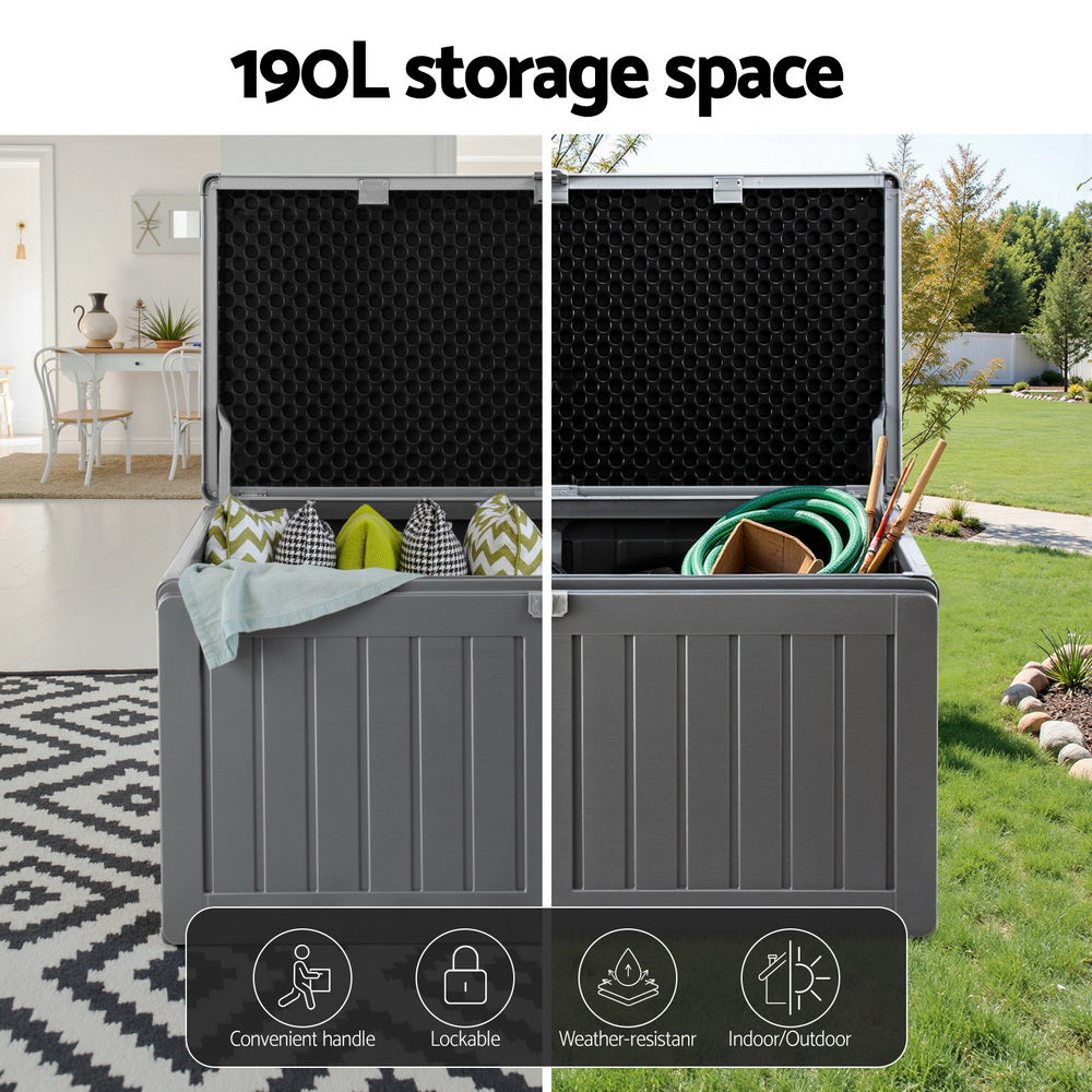 Gardeon Outdoor Storage Box Bench Seat 190L