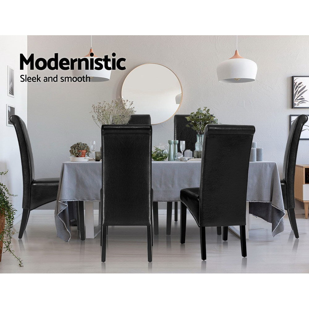 Artiss Set of 2 Dining Chairs French Provincial Kitchen Cafe PU Leather Padded High Back Pine Wood Black