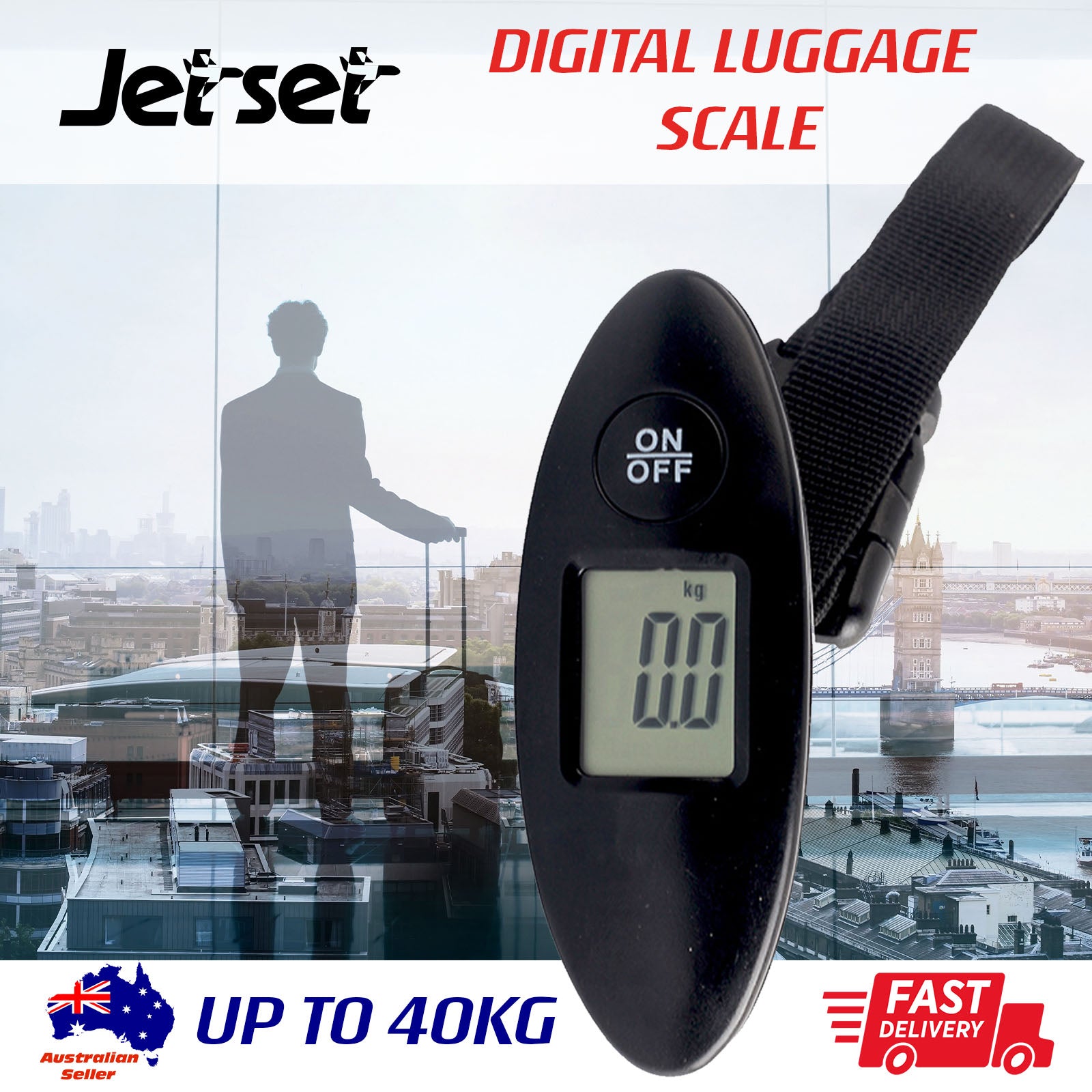 Portable Digital Luggage Scale Electronic Black Lightweight Travel Mass Weight