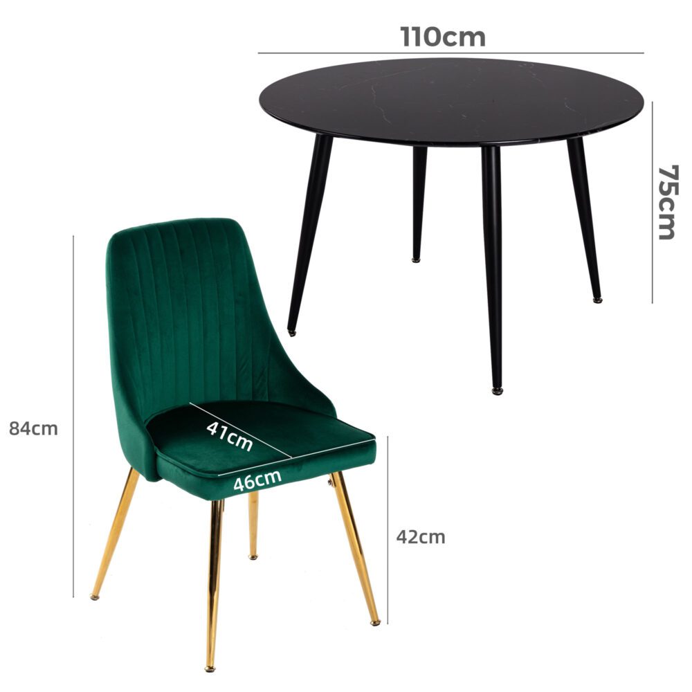 Black Marbel Effect Dining Table and Chair Set