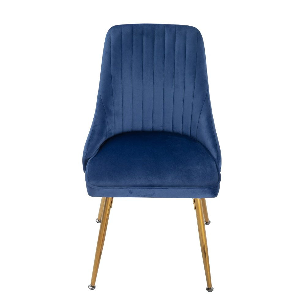 Black Round Marble-Effect Table and Chair Set Navy