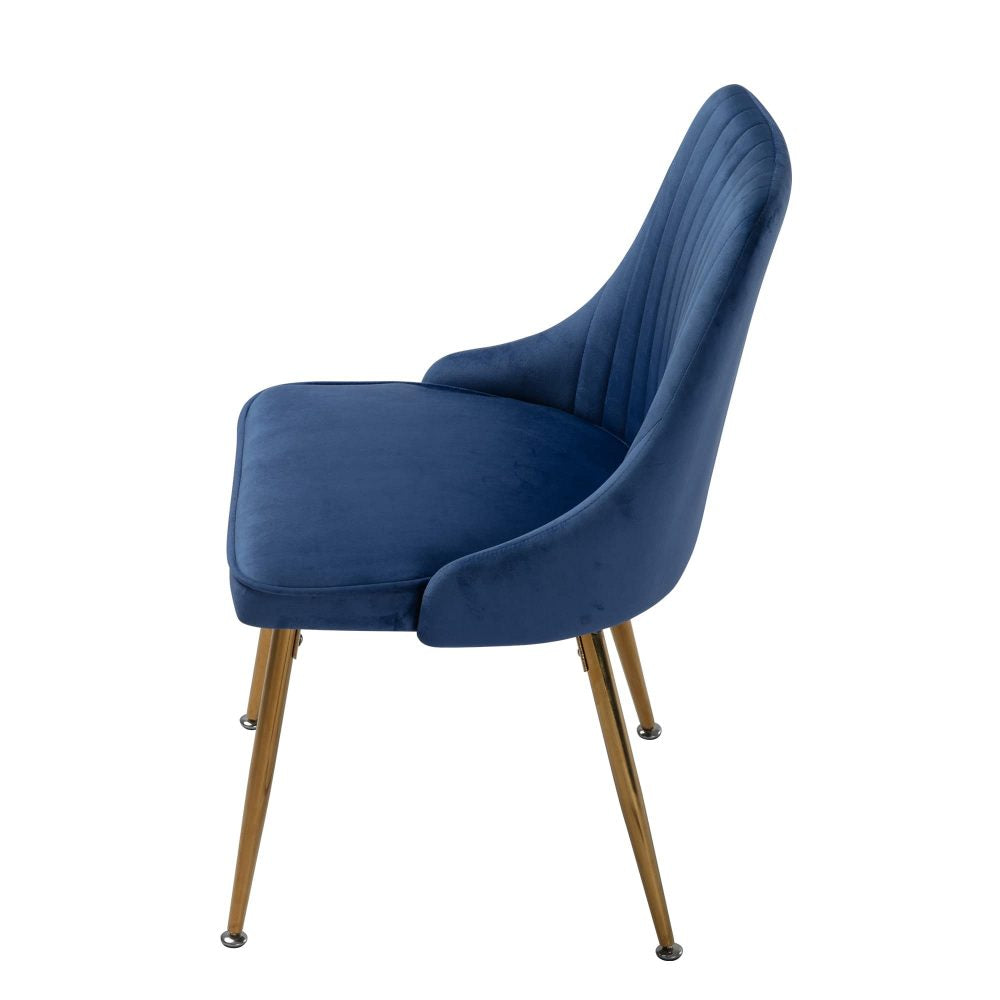 Black Round Marble-Effect Table and Chair Set Navy