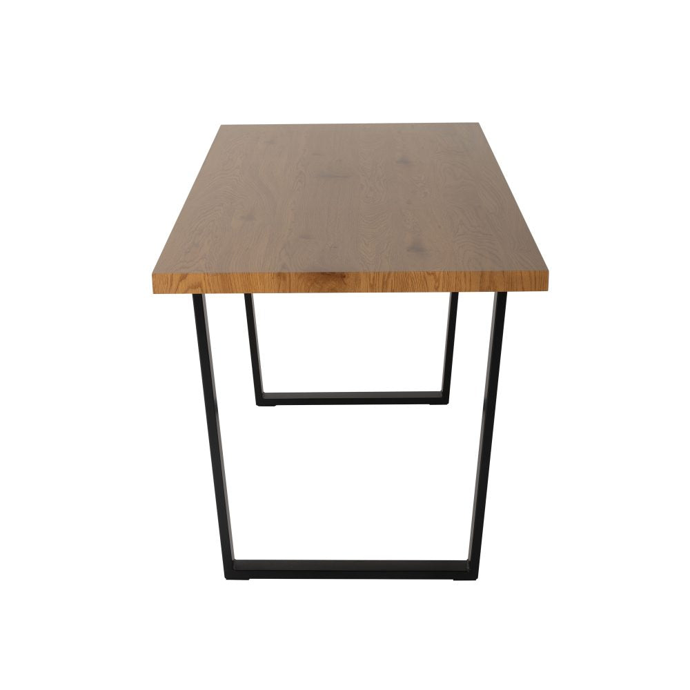 Dining Set Rectangle Natural Table with 6 Navy Velvet Chair