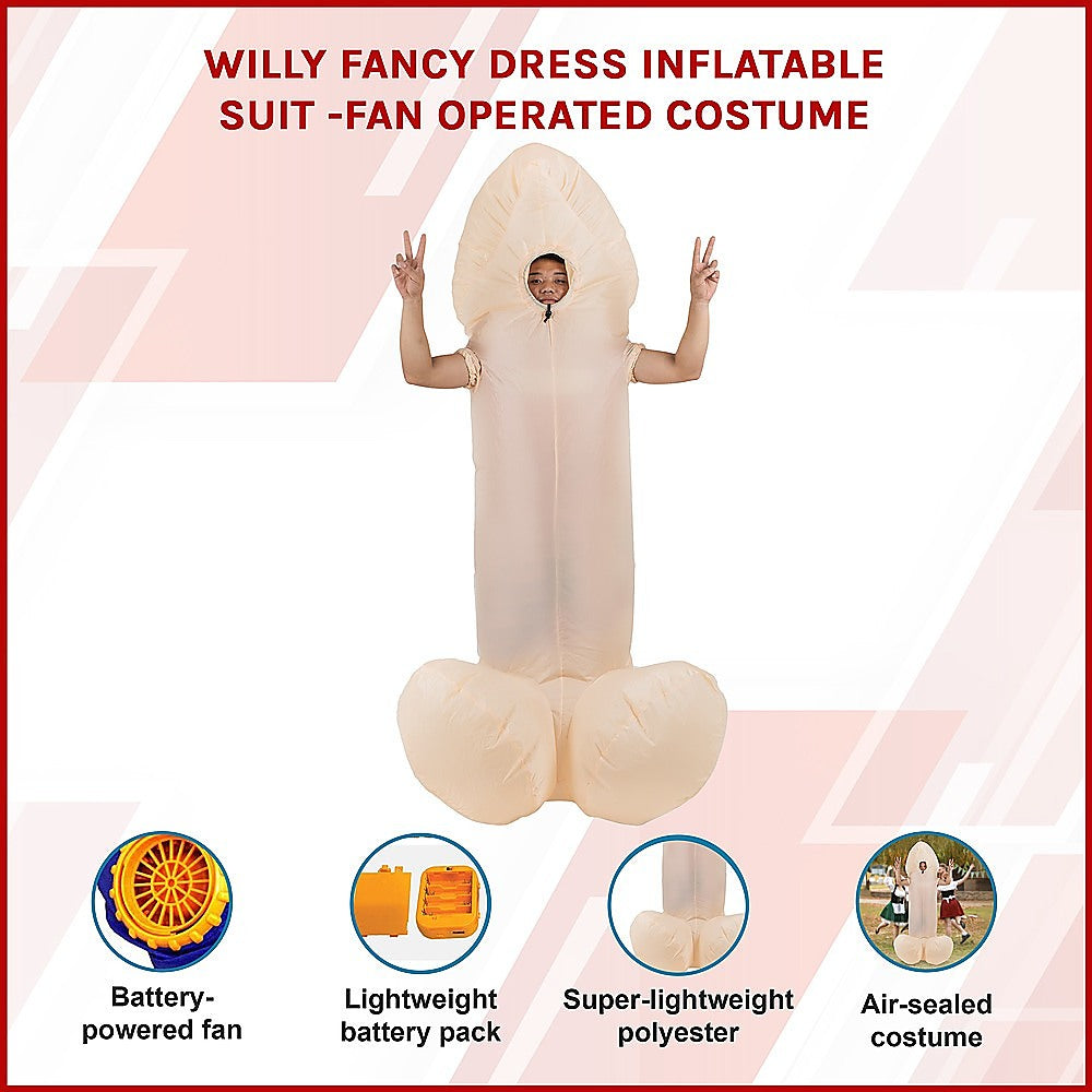 WILLY Fancy Dress Inflatable Suit -Fan Operated Costume