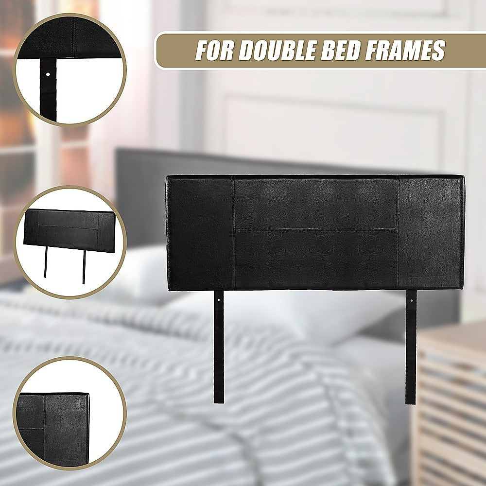 PU Leather Double Bed Headboard Bedhead - Black