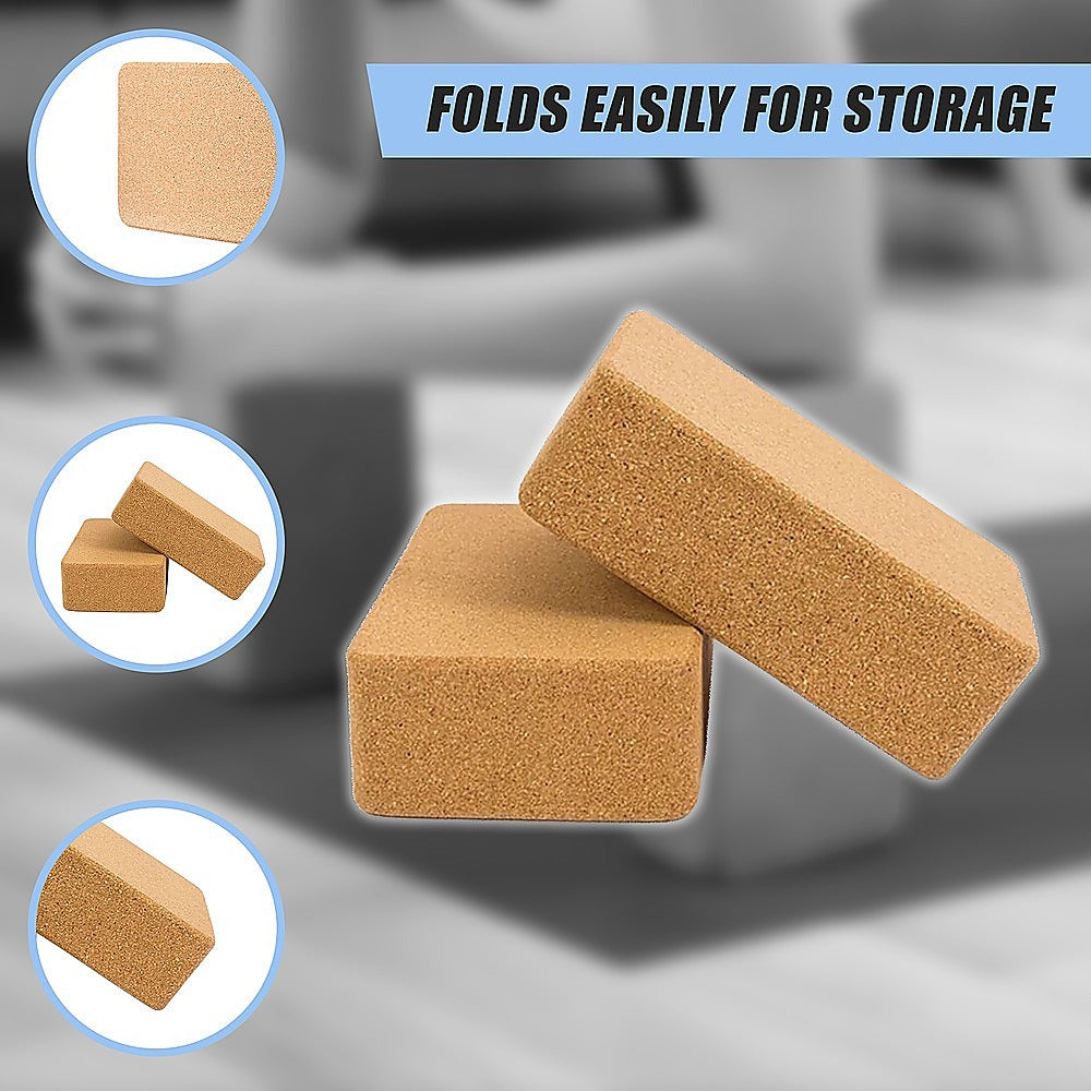 2x ECO-Friendly Cork Yoga Block Organic Yoga Prop Accessory Exercise Brick