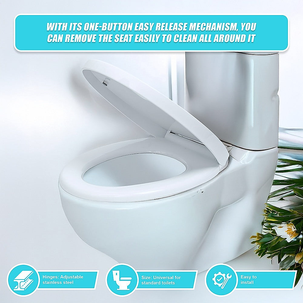 Quick Release Soft Close Toilet Seat White Bathroom Heavy Duty