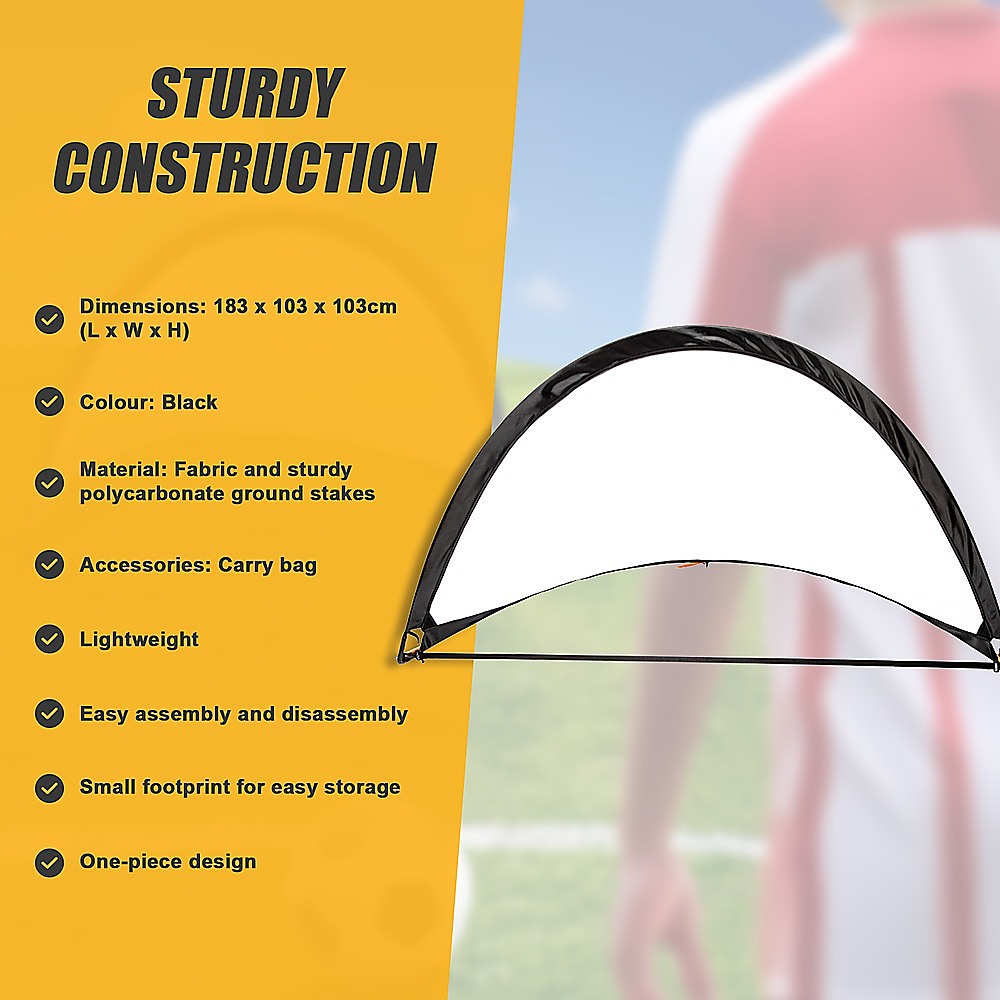 Pair of Soccer Football Goals 180cm Pop Up Portable Quick Set Up