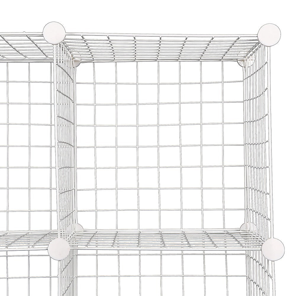 12 Cube Wire Grid Organiser Bookcase Storage Cabinet Wardrobe Closet White