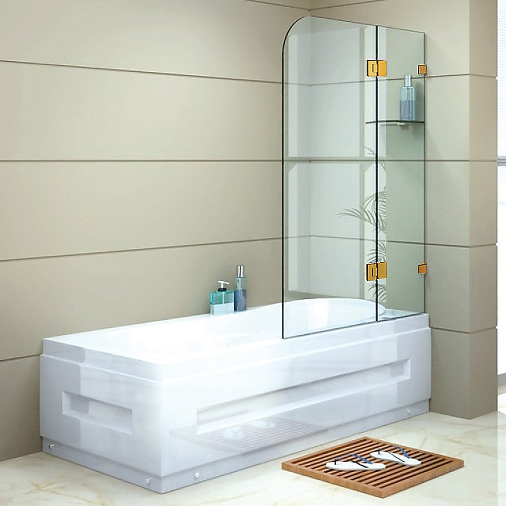 1200 x 1450mm Frameless Bath Panel 10mm Glass Shower Screen Gold Finish By Della Francesca