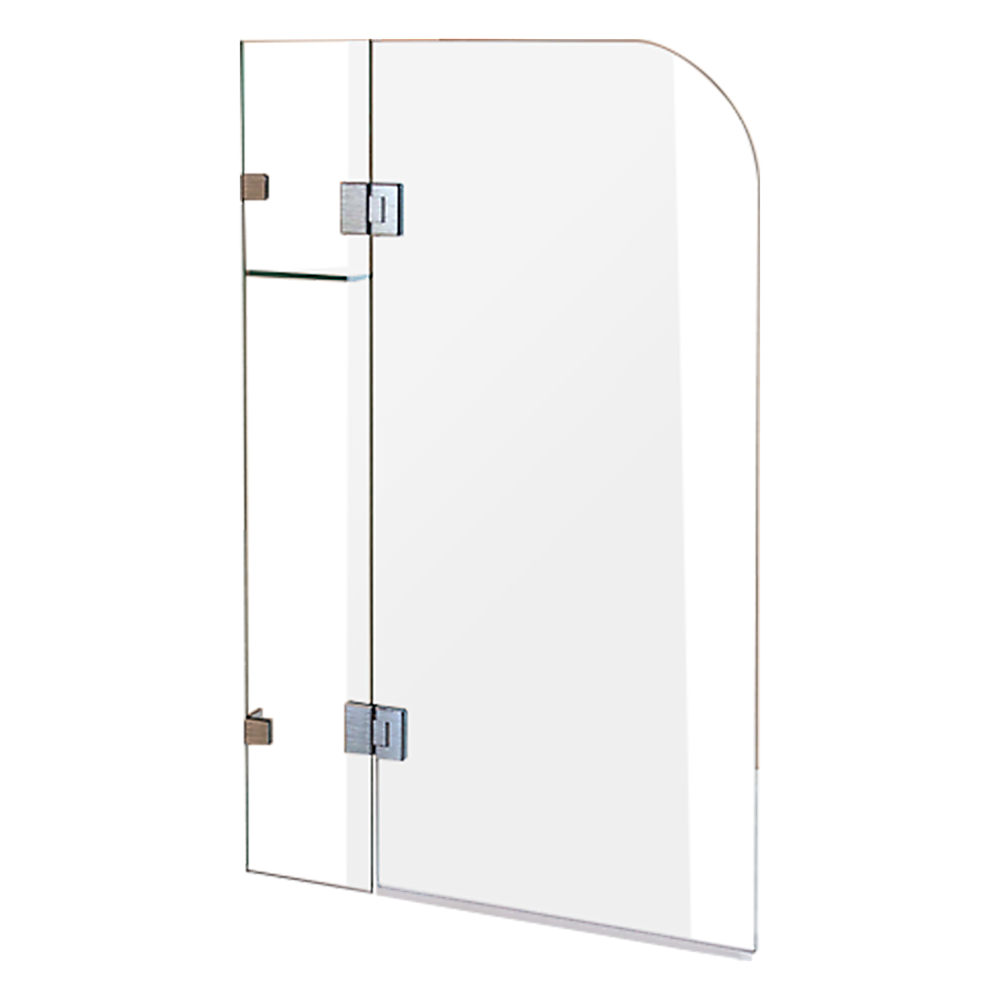 1200 x 1450mm Frameless Bath Panel 10mm Glass Shower Screen Nickel Finish By Della Francesca