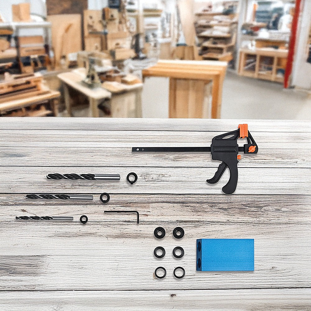 14X Pocket Hole Jig Kit Woodworking Drill Hole Locator Craft Carpenters + F Clip