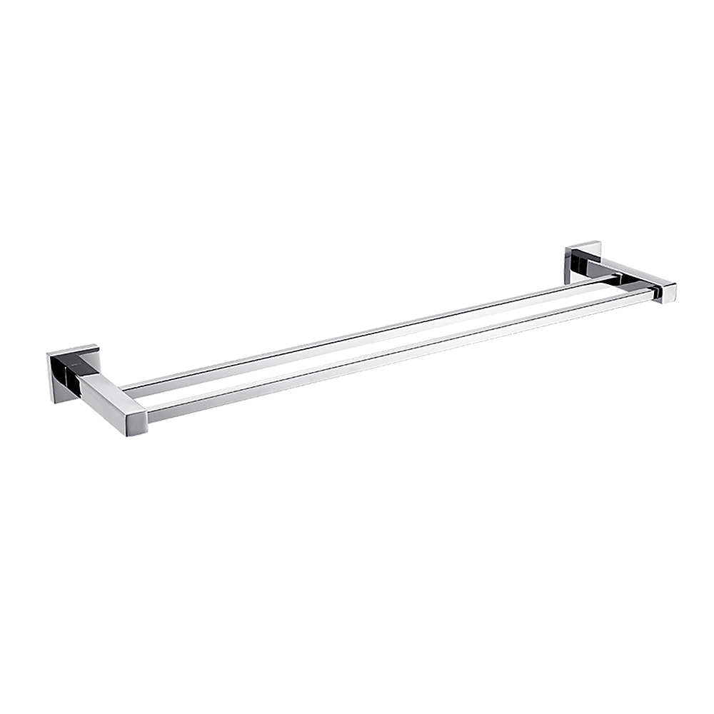 Double Classic Chrome Towel Bar Rail Bathroom
