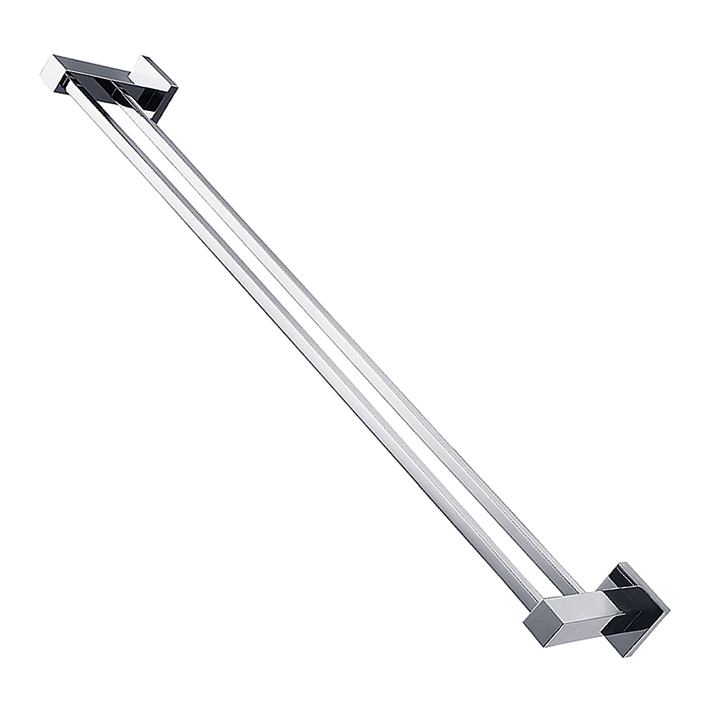 Double Classic Chrome Towel Bar Rail Bathroom