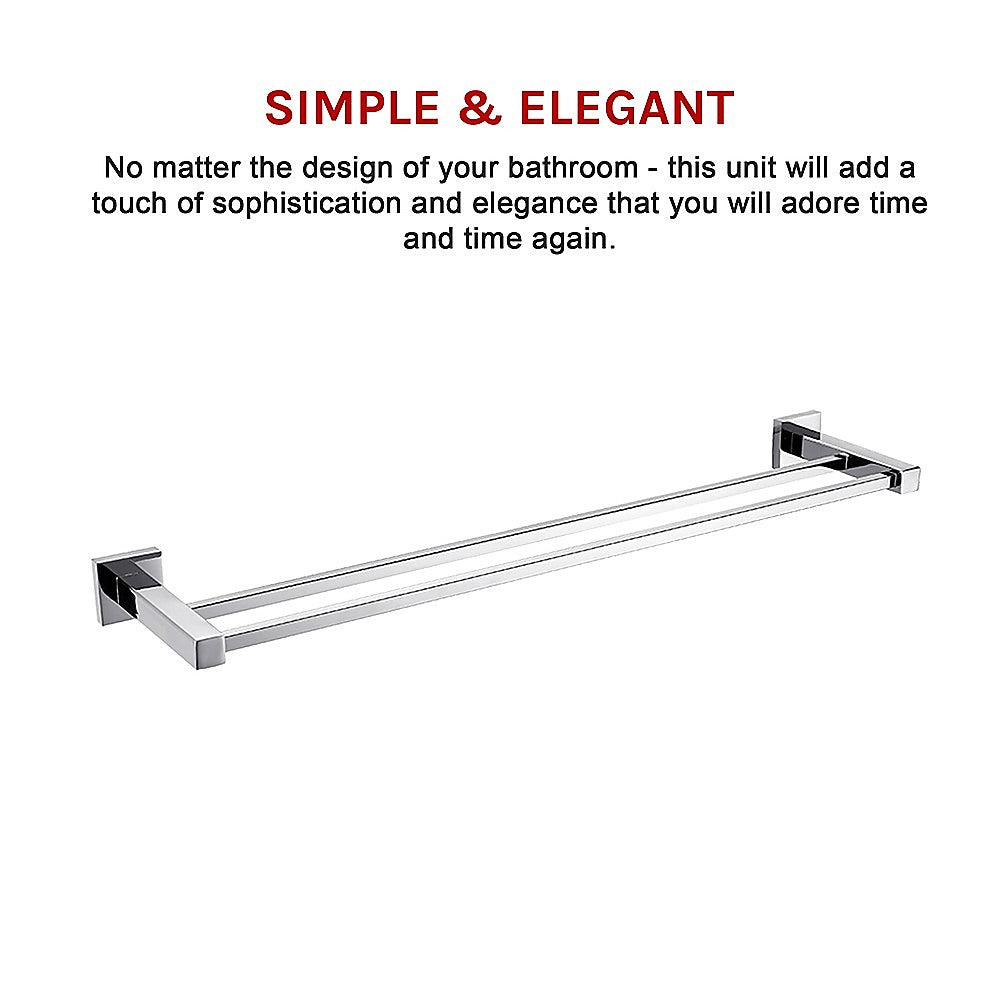 Double Classic Chrome Towel Bar Rail Bathroom