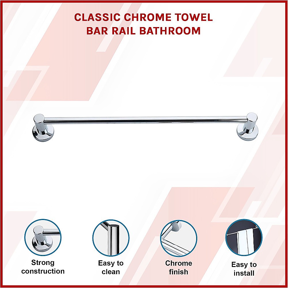 Classic Chrome Towel Bar Rail Bathroom