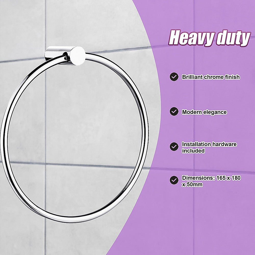 Classic Chrome Towel Bar Rail Ring Bathroom