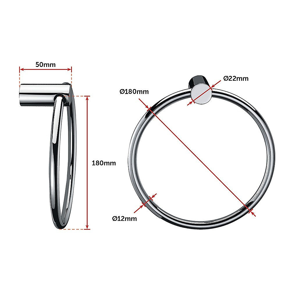 Classic Chrome Towel Bar Rail Ring Bathroom