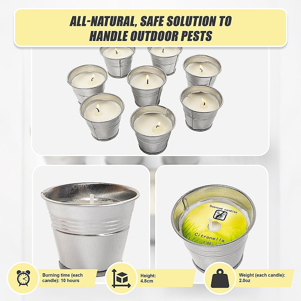 8x Mosquito Insect Bug Repellent Small Bucket Citronella Candles