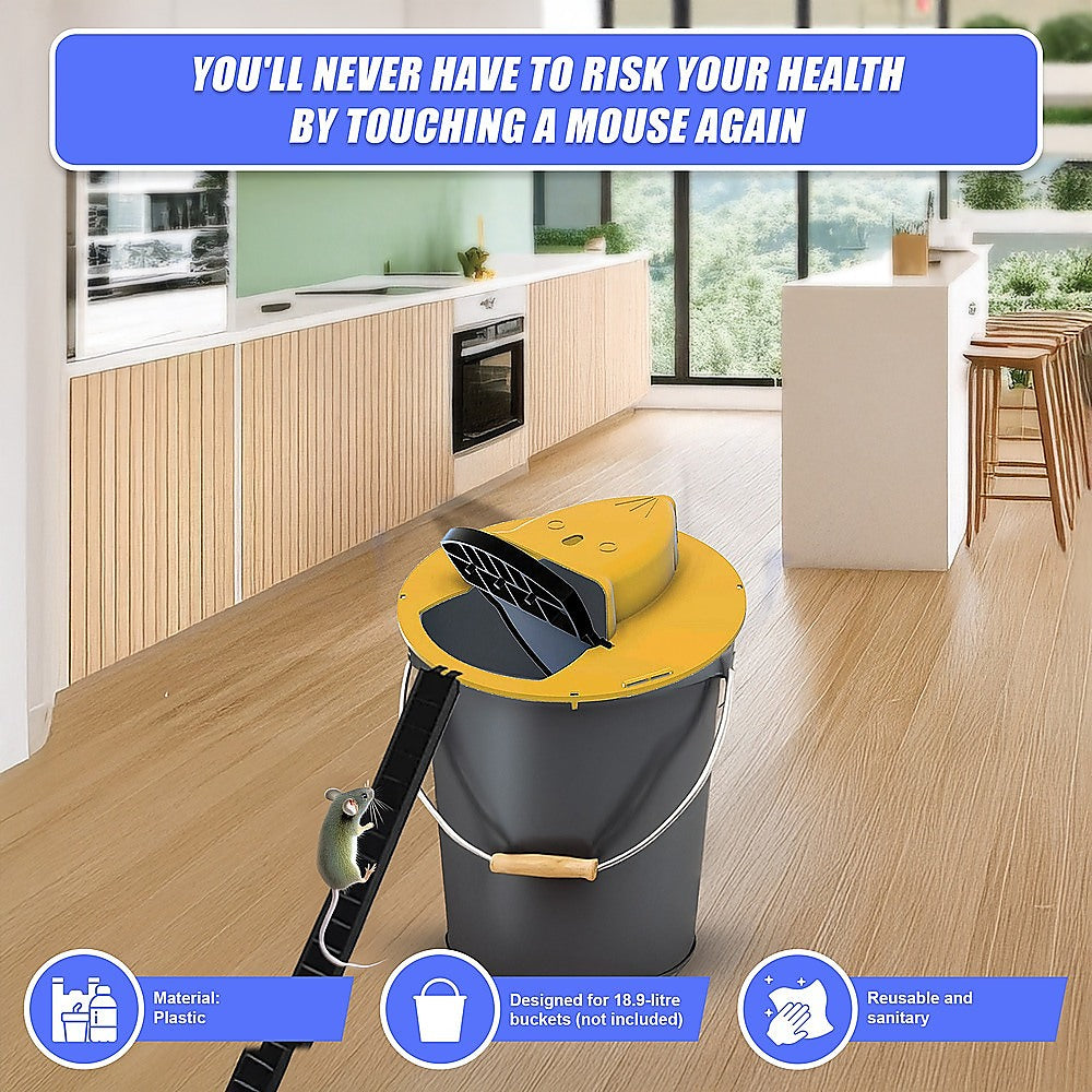 2x Flip N Slide Bucket Lid Mouse Rat Trap Automatic Mouse Trap With Ladder Reusable