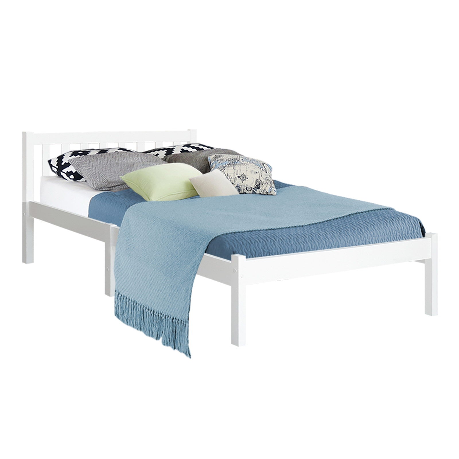 King Single Wooden Bed Frame - White