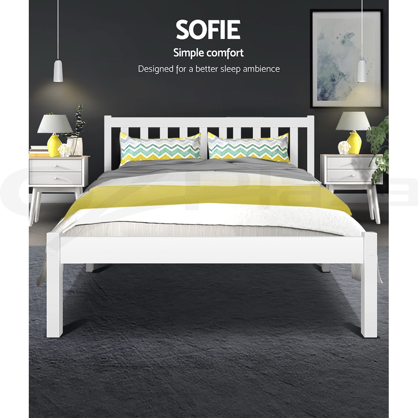 Artiss Wooden Bed Frame Queen Size Pine Wood Timber Mattress Base Bedroom