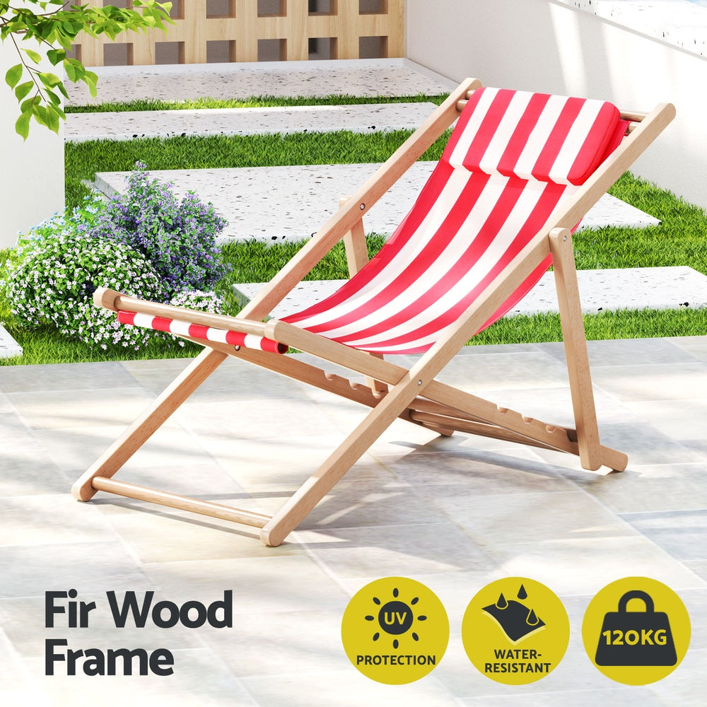 Gardeon Outdoor Furniture Sun Lounge Wooden Beach Chairs Deck Chair Folding Patio