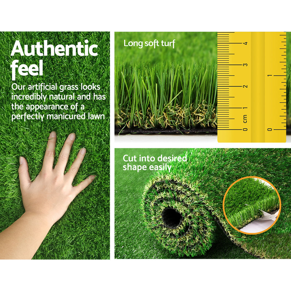 Prime Turf Artificial Grass 20SQM 30mm Synthetic Fake Lawn Turf Plastic Plant 4-coloured 2mx5m